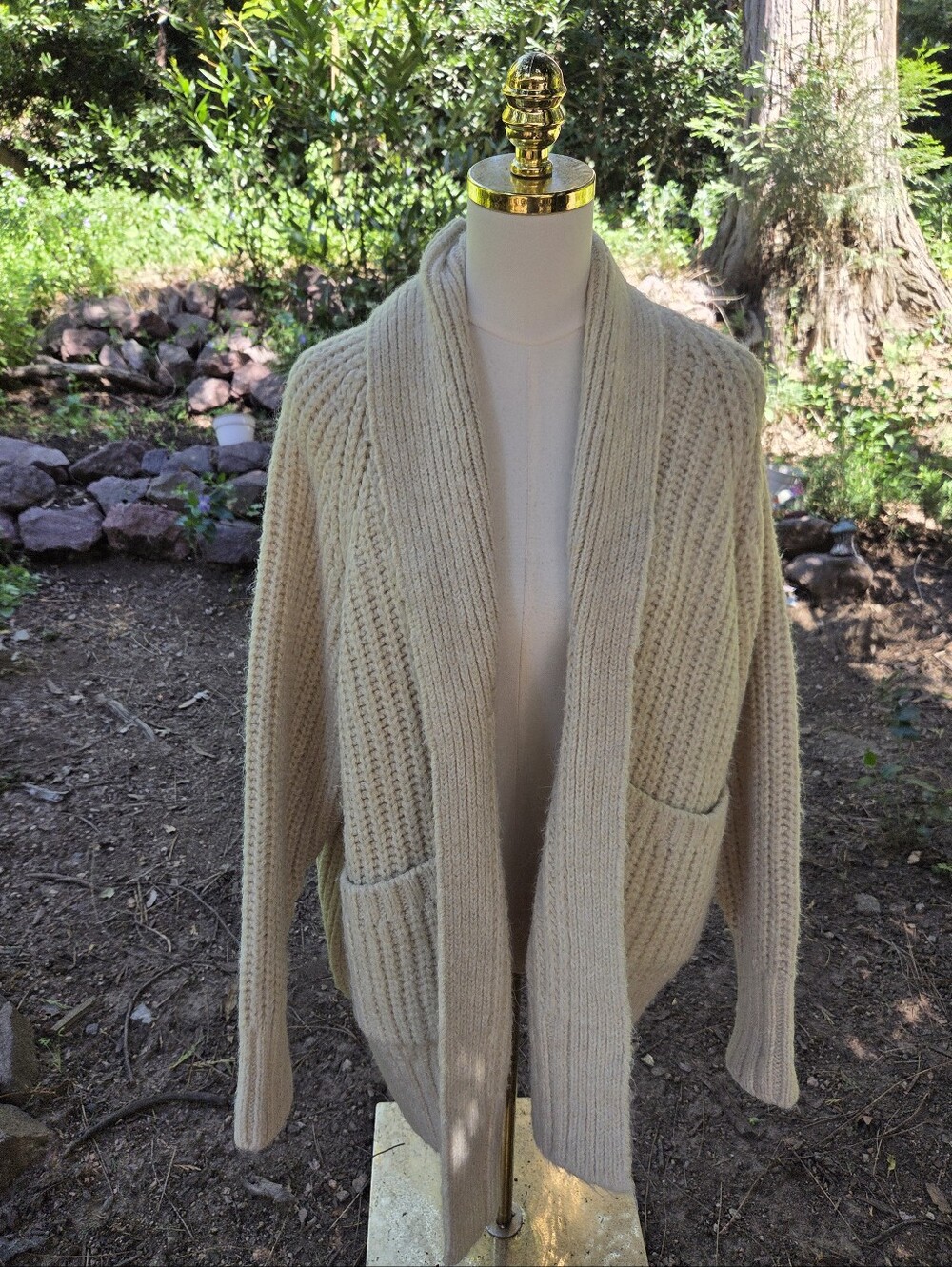 Zara Beige Chunky Knit Open Front Cardigan Size Small